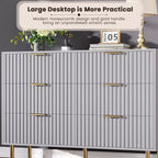 Credenza moderna con 6 cassetti profondi a coste e gambe in metallo, cassettiera organizer in legno, tavolino per camera da letto, soggiorno, corridoio, camera dei bambini