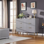 Credenza moderna con 6 cassetti profondi a coste e gambe in metallo, cassettiera organizer in legno, tavolino per camera da letto, soggiorno, corridoio, camera dei bambini