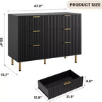 Credenza moderna con 6 cassetti profondi a coste e gambe in metallo, cassettiera organizer in legno, tavolino per camera da letto, soggiorno, corridoio, camera dei bambini