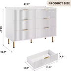Credenza moderna con 6 cassetti profondi a coste e gambe in metallo, cassettiera organizer in legno, tavolino per camera da letto, soggiorno, corridoio, camera dei bambini