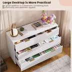 Credenza moderna con 6 cassetti profondi a coste e gambe in metallo, cassettiera organizer in legno, tavolino per camera da letto, soggiorno, corridoio, camera dei bambini