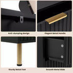 Credenza moderna con 6 cassetti profondi a coste e gambe in metallo, cassettiera organizer in legno, tavolino per camera da letto, soggiorno, corridoio, camera dei bambini
