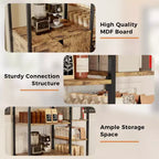 COZONY 32 Mobile Bar Angolare Piccolo con Contenitore, Credenza Compatta, Mobile Bar da Fattoria con Ante e Cassetti