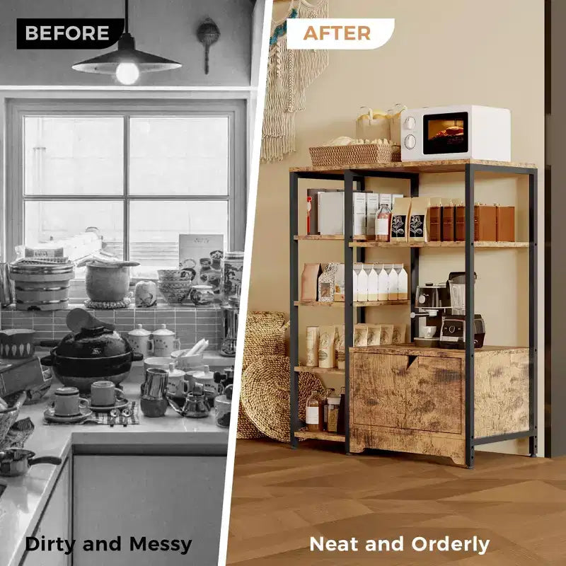 COZONY 32 Mobile Bar Angolare Piccolo con Contenitore, Credenza Compatta, Mobile Bar da Fattoria con Ante e Cassetti
