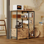 COZONY 32 Mobile Bar Angolare Piccolo con Contenitore, Credenza Compatta, Mobile Bar da Fattoria con Ante e Cassetti