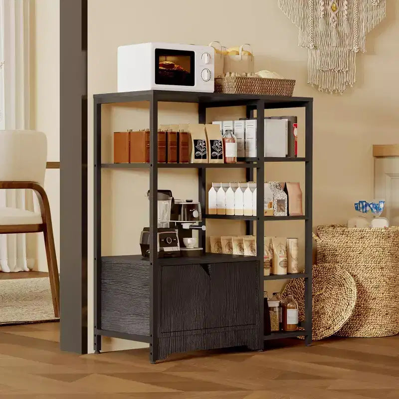 COZONY 32 Mobile Bar Angolare Piccolo con Contenitore, Credenza Compatta, Mobile Bar da Fattoria con Ante e Cassetti