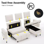 Dyonery divano letto estraibile a tre posti da 81 pollici, con contenitore e tasche laterali, schienale regolabile, divano letto convertibile, ciniglia