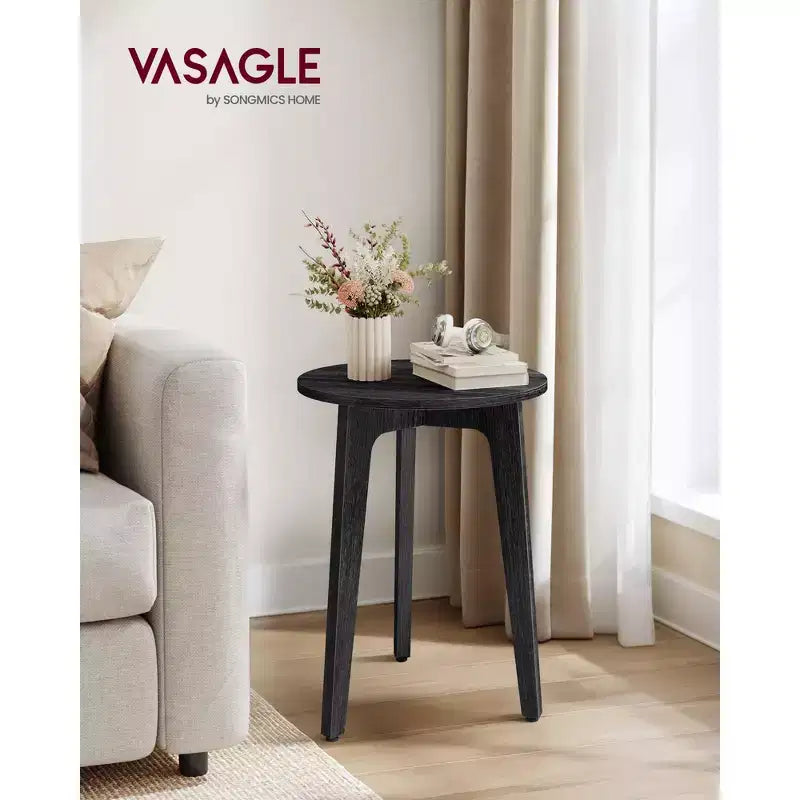 Compact Round Nightstand, Small Side End Table, Mid-Century Modern Style, for Tight Spaces
