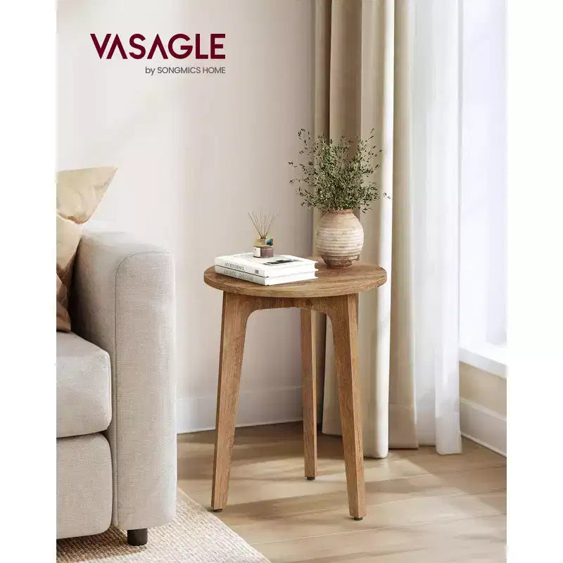 Comodino rotondo compatto, tavolino laterale piccolo, stile moderno di metà secolo, per spazi ristretti