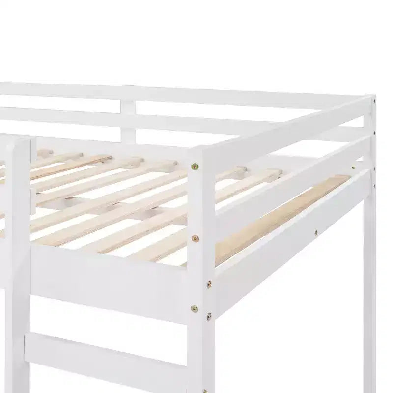 Whisen letto a soppalco con letto matrimoniale, struttura del letto con scivolo e sponda di sicurezza a tutta lunghezza, design multifunzionale - Bianco