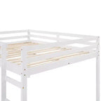 Whisen letto a soppalco con letto matrimoniale, struttura del letto con scivolo e sponda di sicurezza a tutta lunghezza, design multifunzionale - Bianco