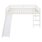 Whisen letto a soppalco con letto matrimoniale, struttura del letto con scivolo e sponda di sicurezza a tutta lunghezza, design multifunzionale - Bianco