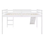 Whisen letto a soppalco con letto matrimoniale, struttura del letto con scivolo e sponda di sicurezza a tutta lunghezza, design multifunzionale - Bianco