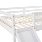 Whisen letto a soppalco con letto matrimoniale, struttura del letto con scivolo e sponda di sicurezza a tutta lunghezza, design multifunzionale - Bianco