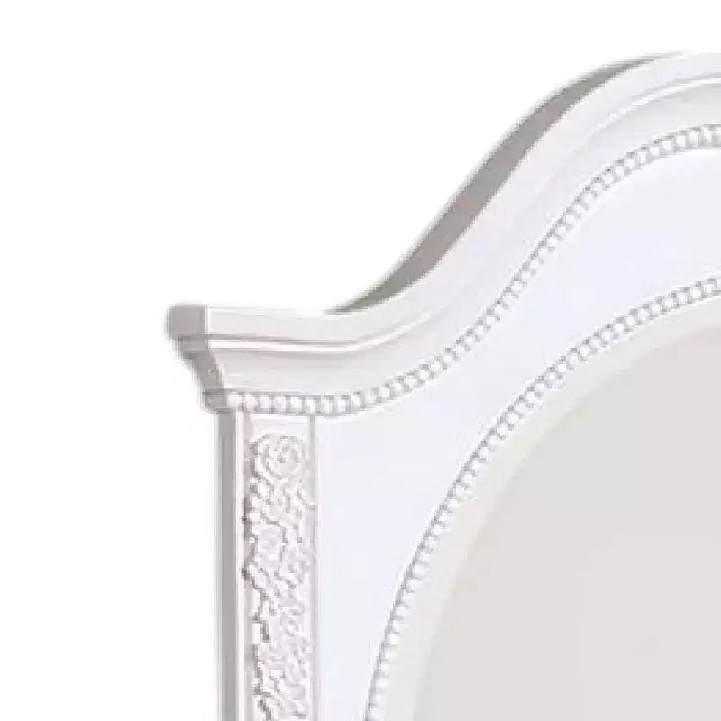 Specchio per Comò Royal Hampton, Cornice Intagliata da 42 Pollici, Legno Massello Bianco Classico