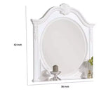 Specchio per Comò Royal Hampton, Cornice Intagliata da 42 Pollici, Legno Massello Bianco Classico