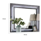 Specchio per comò Royal Hampton, luci a LED bianche, cornice in legno massello grigio da 46 pollici