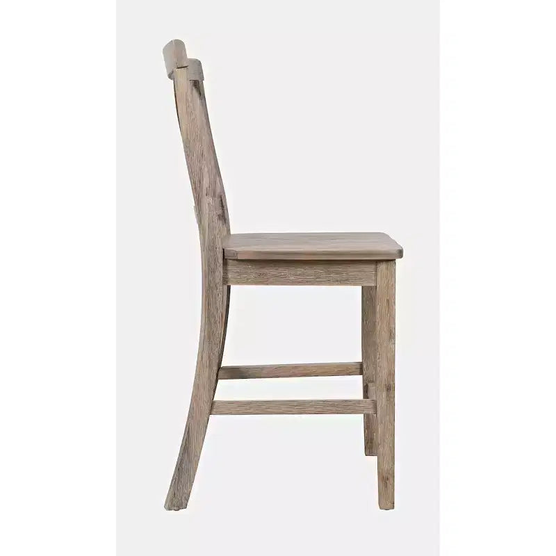 Jofran, sgabello da bar con schienale a X in legno spazzolato Coastal Tides (set da 2)