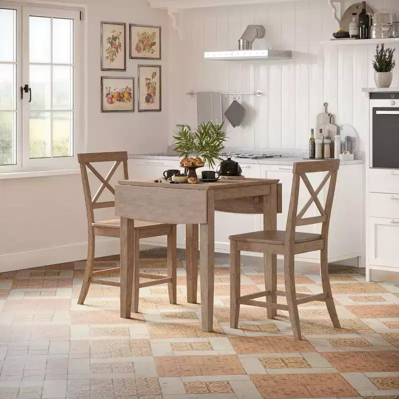 Jofran, sgabello da bar con schienale a X in legno spazzolato Coastal Tides (set da 2)