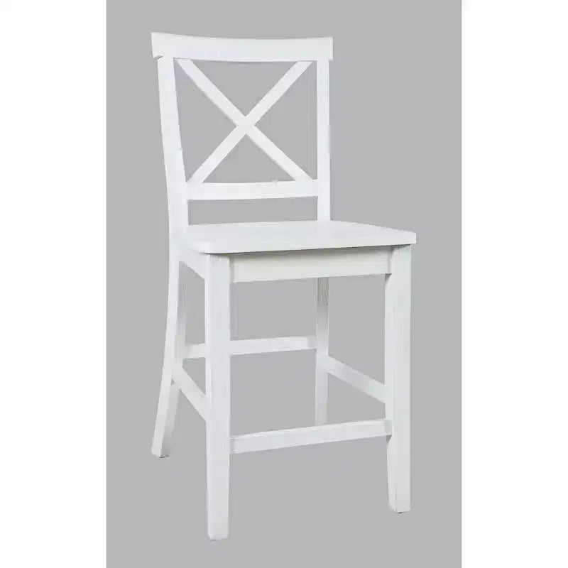 Jofran, sgabello da bar con schienale a X in legno spazzolato Coastal Tides (set da 2)