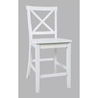 Jofran, sgabello da bar con schienale a X in legno spazzolato Coastal Tides (set da 2)