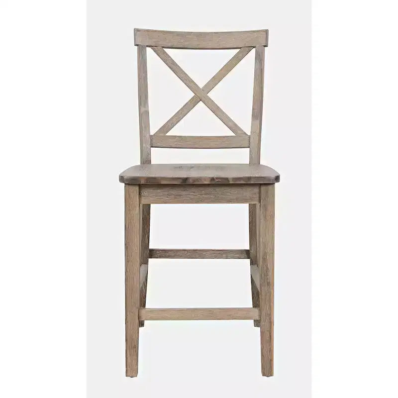 Jofran, sgabello da bar con schienale a X in legno spazzolato Coastal Tides (set da 2)
