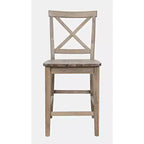 Jofran, sgabello da bar con schienale a X in legno spazzolato Coastal Tides (set da 2)