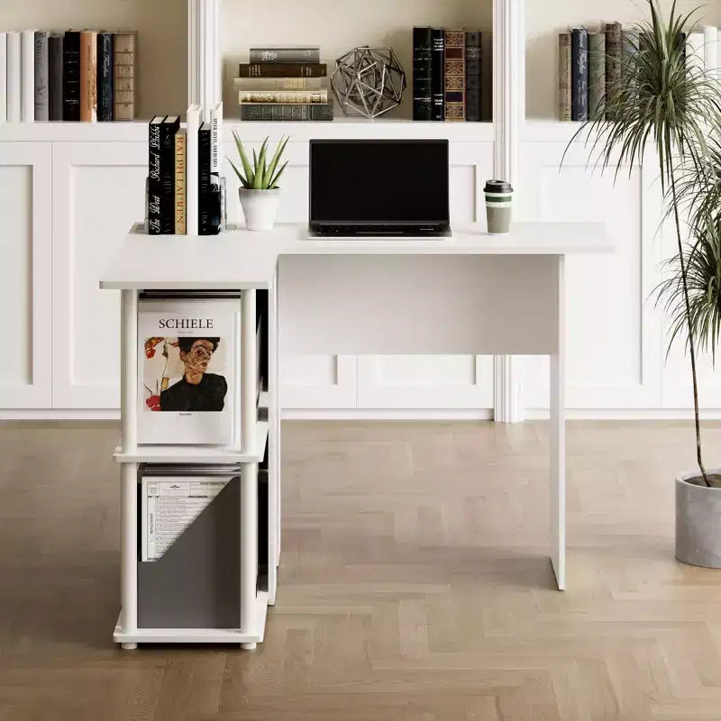 Scrivania angolare a L HOMLUX con ripiani aperti per ufficio o studio domestico