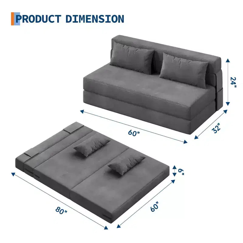 Divano Letto Pieghevole 4 in 1 e Letto a Poltrona - Trasformabile, Divanetto Pieghevole con Cuscino, Poltrona da Pavimento Trapuntata per Salotto, Camera degli Ospiti