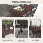 Tavolino Pieghevole in Rattan, Tavolino da Esterno, Tavolino da Caffè in Rattan PE Intrecciato a Mano per Balcone, Giardino, Prato, Cortile