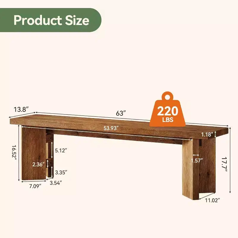 Panca da Ingresso in Legno Massello Lantine, Panchina da Fondo Letto da 160 cm, Panchine rustiche per Ingresso, Sala da Pranico, Soggiorno