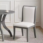Set di 2 sedie da pranzo imbottite in stile rustico con schienale curvo, sedie da cucina in legno massello, sedie laterali senza braccioli per sala da pranzo - Panipeachy