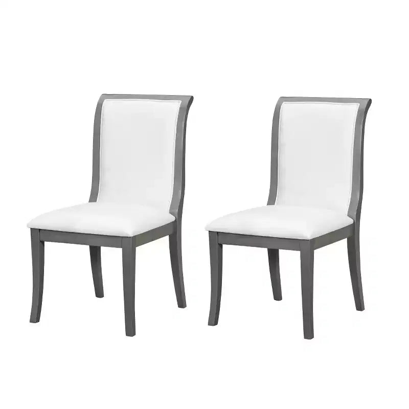 Set di 2 sedie da pranzo imbottite in stile rustico con schienale curvo, sedie da cucina in legno massello, sedie laterali senza braccioli per sala da pranzo - Panipeachy