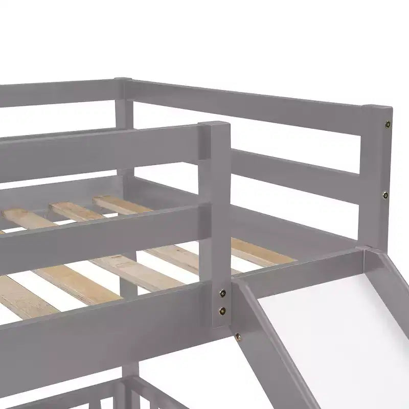 Whisen letto a castello doppio su doppio e struttura del letto con scivolo e scaletta, sponde di sicurezza a tutta lunghezza, struttura in legno massello