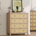 GustoWave 54 Rattan 7-Drawer Dresser, Wood Chest of Drawers with Storage Cabinet for Bedroom, Living Room, Hallway, Oak