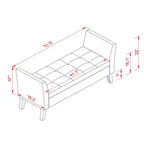 TUYOHW Panca Contenitore Rettangolare, Panca Ottomana da Fondo Letto da 51,5" con Gambe in Legno Massello, Ottomana in Velluto per Soggiorno, Camera da Letto, Ingresso, Beige