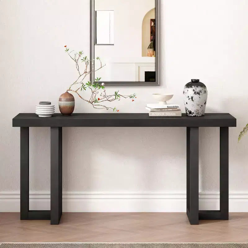 Consolle moderna con gambe in legno robuste, tavolo da ingresso, tavolino da divano rustico per corridoio, soggiorno o ufficio - Panipeachy