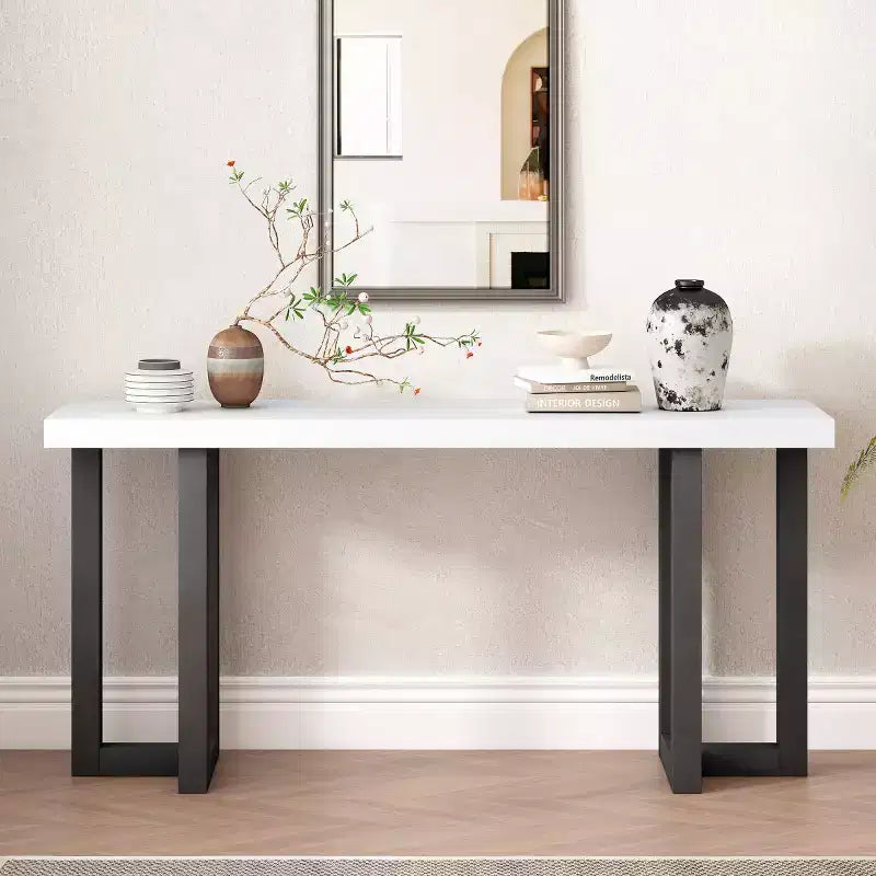 Consolle moderna con gambe in legno robuste, tavolo da ingresso, tavolino da divano rustico per corridoio, soggiorno o ufficio - Panipeachy