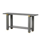62,9 Tavolino Console Moderno Minimalista, Tavolo da Ingresso in Legno con Ripiano e Dettagli in Metallo per Corridoio, Salotto o Dietro il Divano - Panipeachy