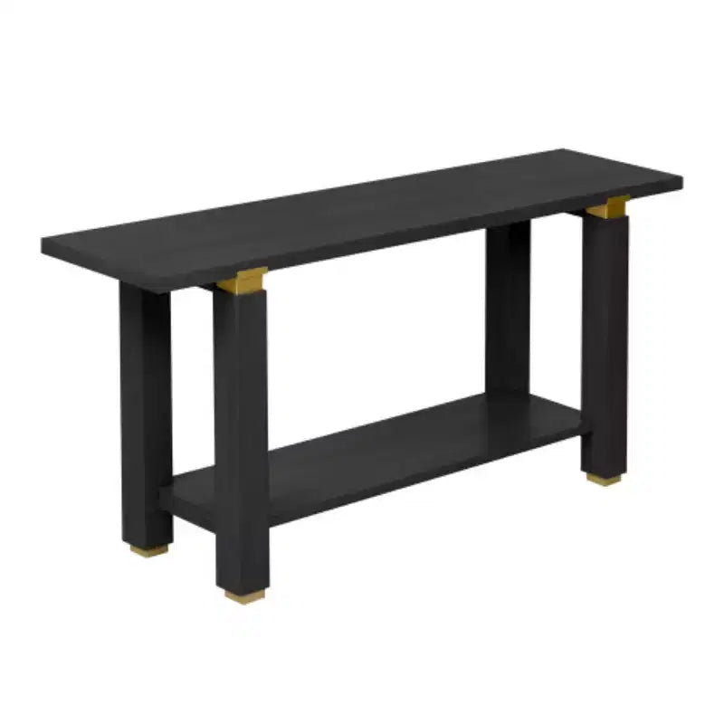 62,9 Tavolino Console Moderno Minimalista, Tavolo da Ingresso in Legno con Ripiano e Dettagli in Metallo per Corridoio, Salotto o Dietro il Divano - Panipeachy