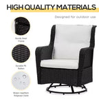 Set bistrò da patio, mobili da portico con rotazione a 360 gradi e funzione dondolo, 28,25x30,75x36,25