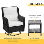 Set bistrò da patio, mobili da portico con rotazione a 360 gradi e funzione dondolo, 28,25x30,75x36,25