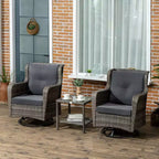 Set bistrò da patio, mobili da portico con rotazione a 360 gradi e funzione dondolo, 28,25x30,75x36,25
