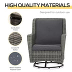 Set bistrò da patio, mobili da portico con rotazione a 360 gradi e funzione dondolo, 28,25x30,75x36,25