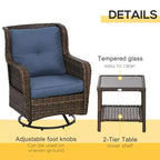 Set bistrò da patio, mobili da portico con rotazione a 360 gradi e funzione dondolo, 28,25x30,75x36,25