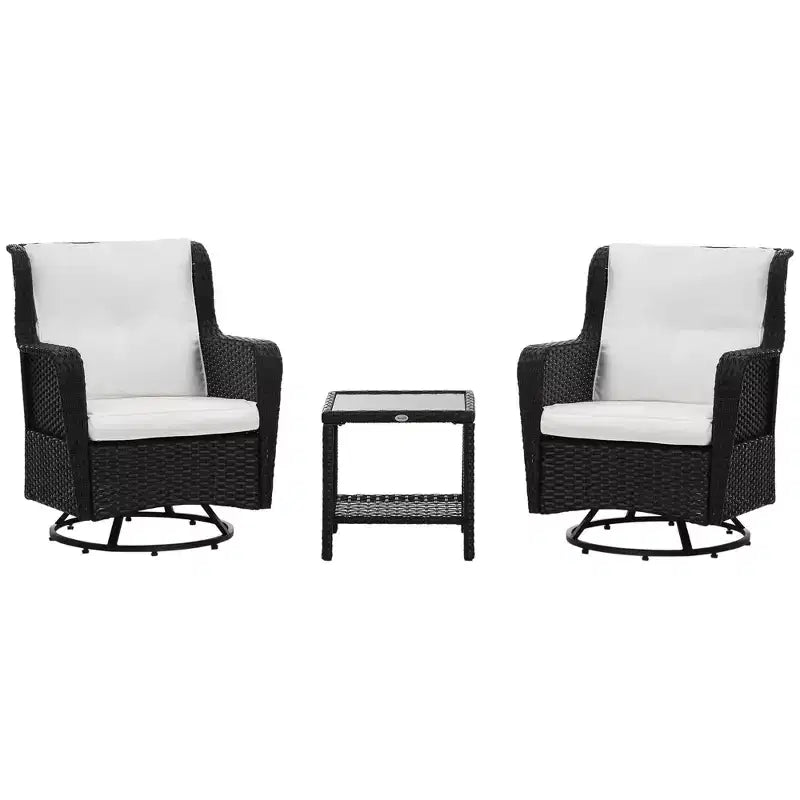 Set bistrò da patio, mobili da portico con rotazione a 360 gradi e funzione dondolo, 28,25x30,75x36,25