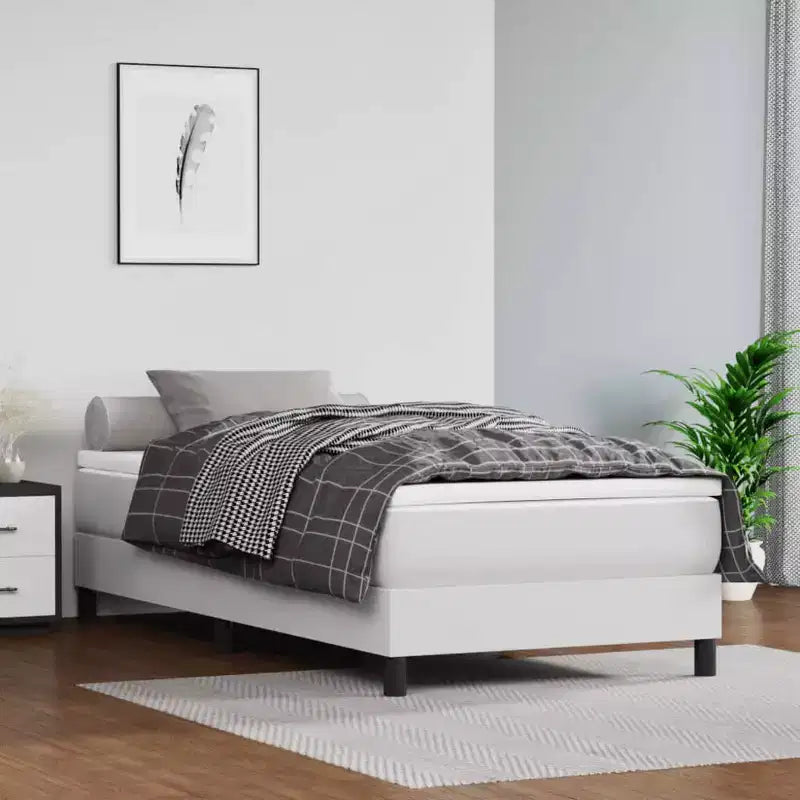 Bed Frame White Faux leather, Plywood, Engineered wood Twin XL