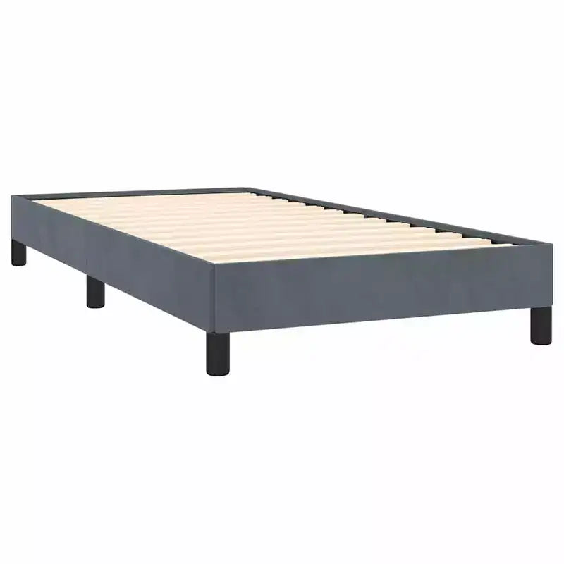 Struttura letto in velluto grigio scuro, compensato, legno multistrato, Twin XL