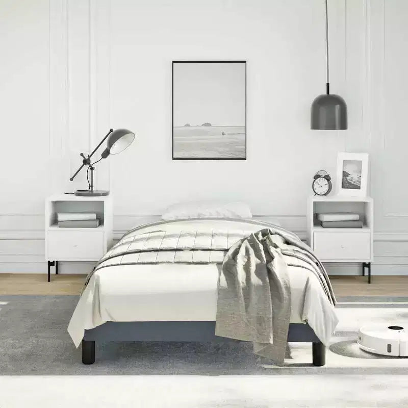 Struttura letto in velluto grigio scuro, compensato, legno multistrato, Twin XL