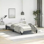 Struttura letto in velluto grigio scuro, compensato, legno multistrato, Twin XL